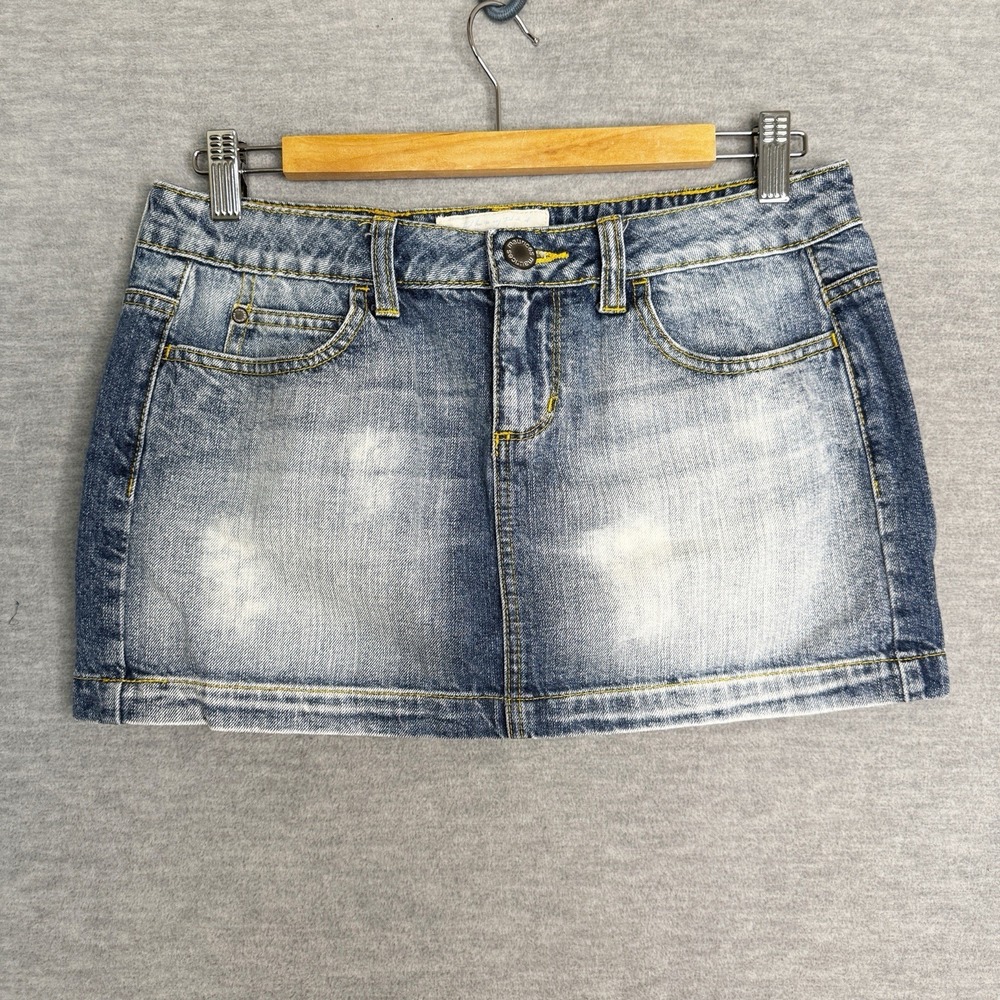 Vintage Y2K Jean Denim Skirt Size 5/6 Mini Micro Low Rise Maurices Womens Blue 1
